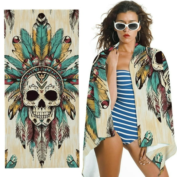 Indian Sugar Skull Beach Towels Beach Blanket Pool Yoga Gym Swimming Bath Towel