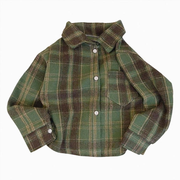 JUMEYU Toddler Flannel Shirt Jacket Plaid Boys Flannel Plaid Button Down Shirt Long Sleeve Chest Pocket 1T 2T (Dark Green,1-2 Years)