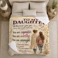 thumbnail image 5 of Inspirational Floral Daughter, Cozy Typography Art Scene, Warm Flannel Blanket for Living Room and Reading Nook, Art Lovers Mother's Day Gift, Artistic Home Decor, 5 of 9