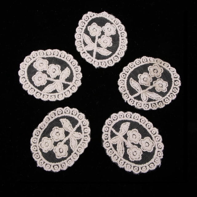 Paquete de 5 apliques de encaje Hugo Bordado Aplique de encaje Rosa 8 x 6 cm Arco 10 x 8.5 cm Flor 6 x 4.5 cm Mariposa 4.5 x 2.5 cm