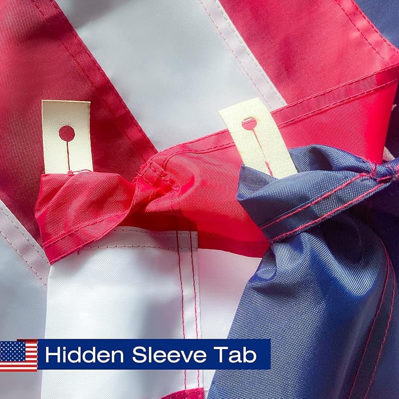 American Flag Pole Sleeve Banner Style USA US Flag Embroidered Stars Sewn Stripes Pole Sleeve Heavy Duty Durable (Flag Pole is NOT Included)