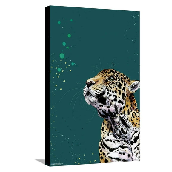 Snowtap - Jaguar Photobomb Canvas Wall Poster, 14.725" x 22.375"