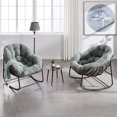 thumbnail image 3 of Vintage Rattan Rocking Recliner Chair with Smooth 30° Rocking & Anti-Tip Base, Ergonomic Outdoor Lounge for Plus Sizes & Families, Machine-Washable Cushion, Light Green, 3 of 9