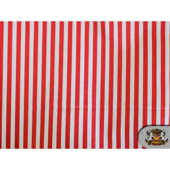 Polycotton Printed STRIPE RED Fabric / 60" Wide / Sold by the Yard