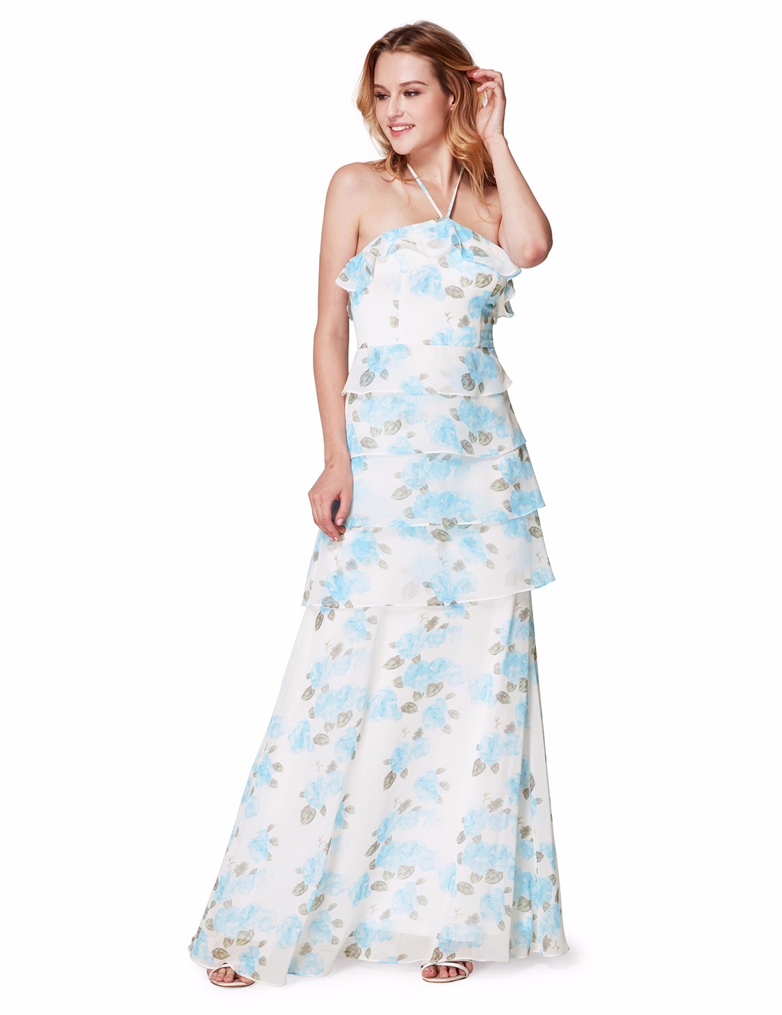 halter neck maxi dress wedding guest