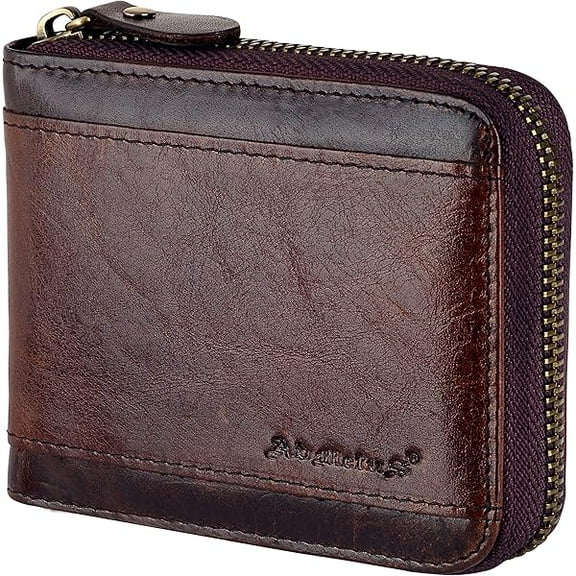 ZLC Mens RFID Blocking Wallets Zipper Leather Wallet for Men Bifold RFID Card Holder