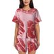 thumbnail image 1 of Balery Striped Meat Conjunto de Pijama para Mujer con Estampado, Dos Piezas de Manga Corta y Shorts, Ropa de Dormir Suave con Cuello Redondo y Bolsillos-4X-Large, 1 of 6