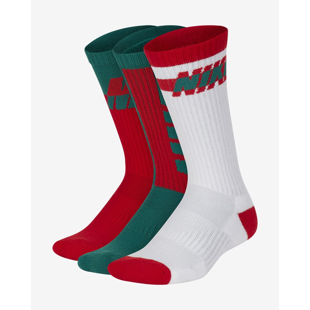 Nike NIKE Unisex 3 PACK CHRISTMAS CUSHION CREW SOCKS Youth 5Y7Y