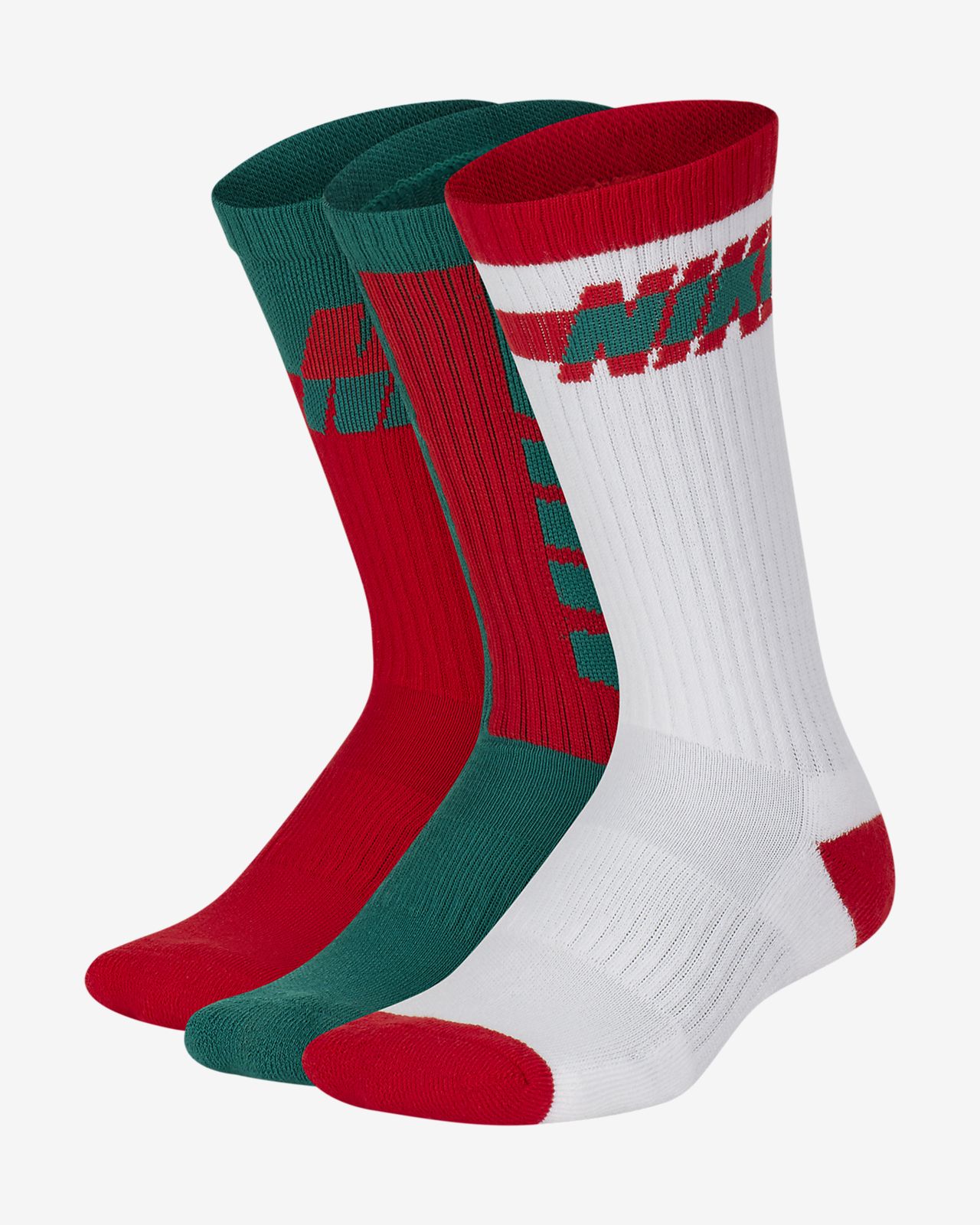 Nike - NIKE Unisex 3 PACK CHRISTMAS CUSHION CREW SOCKS Youth 5Y-7Y SX7821-966 - Walmart.com