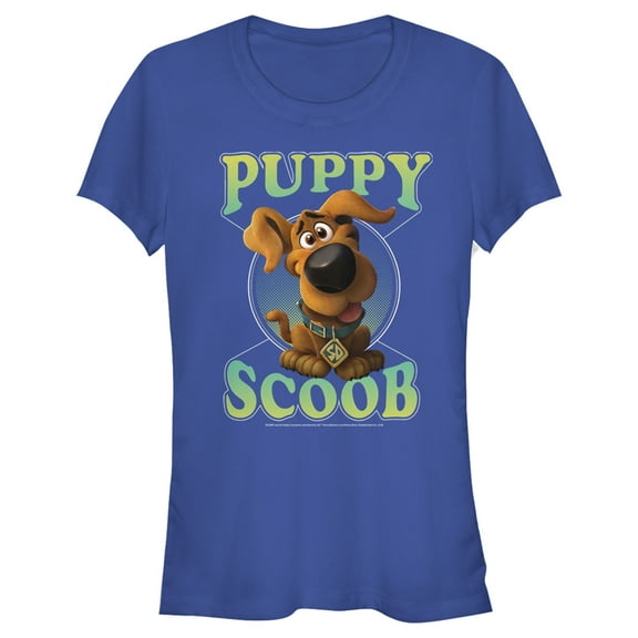 Junior's Scooby Doo Puppy Circle Graphic Tee Royal Blue X Large
