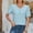 Blue, variant on Casual Tops for Women, Solid Color Crew Neck Puff Sleeve Loose Tee Summer Daily Wear Top