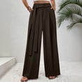 thumbnail image 5 of hoksml Women's High Waist Pleated Dress Pants Tie Design Casual Long Trousers with Pockets, 5 of 6