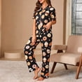 thumbnail image 2 of Bibifish Womens Halloween Pajama Set Fall Loose Fit Short Sleeve Top Long Pants 2 Piece Outfit Holiday Nightwear, 2 of 4