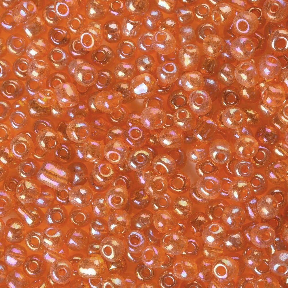 Round Glass Seed Beads Transparent Colours Rainbow Round Gold 6/0 4mm Hole: 1.5mm about 4500pcs/pound