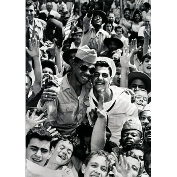 Avanti Press V-J Day Joyful Soldiers Photo America Collection Blank Note Card