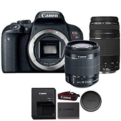 canon eos rebel t7i 24.2mp digital slr wifi enabled camera black with ef-s 18-55 is stm and 75-300mm f/4.0-5.6 iii