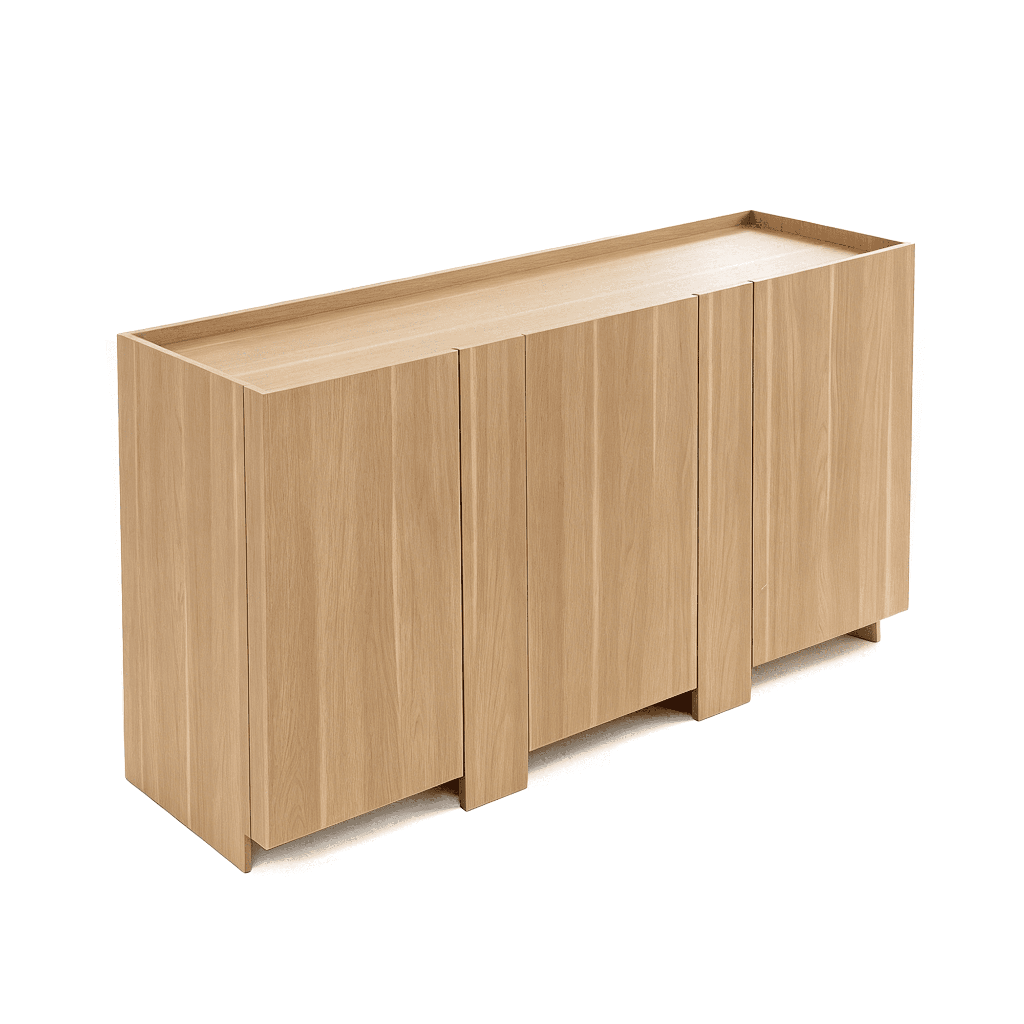 Euroco 65" Large Buffet Cabinet with Storage, Modern Sideboard Coffee Bar Cabinet with 3 Doors and Wooden Frame for Kitchen Living Room,Light Oak