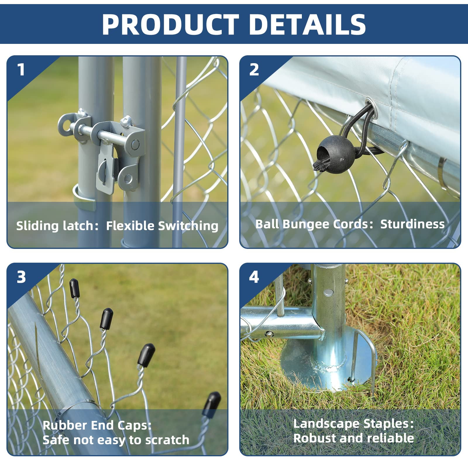 Outdoor Large Dog Kennel, Heavy Duty Dog Cage Pet House Galvanized Steel Fence Dog Playpen Puppy Exercise Pen Dog Run Cage w/UV & Waterproof Cover and Secure Lock (6.5'Lx6.5'Wx5.2'H)