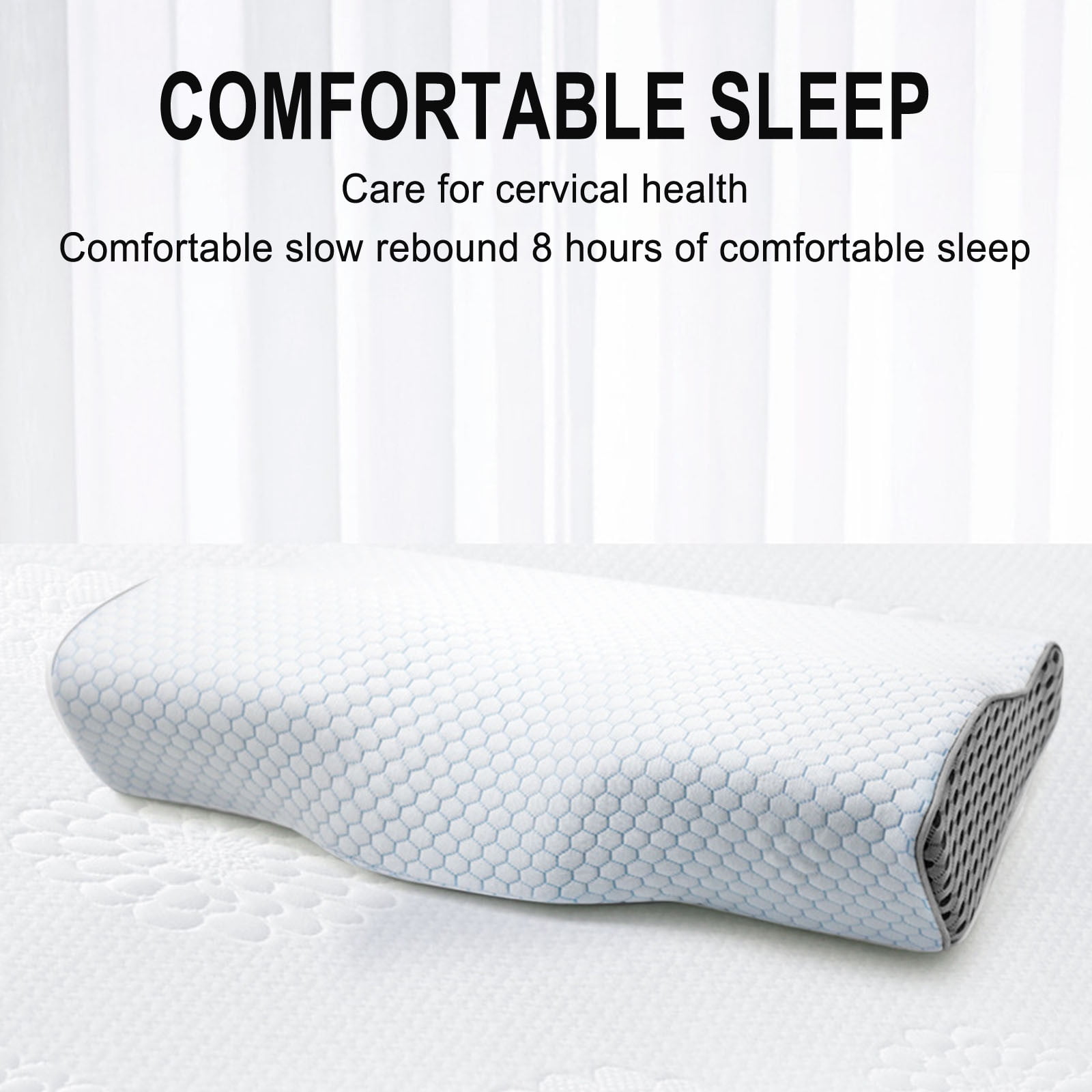WZXPWT Memory Foam Pillow, 20"x12" Ergonomic Cervical Support Neck Pillow, Breathable Comfortable Sleep Pillow, Easy-to-Clean Standard Size Bed Pillow