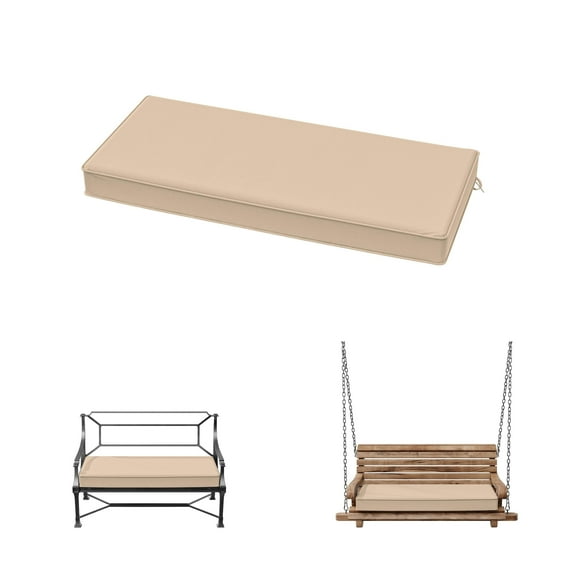Kimunuk Outdoor Bench Cushions 42 x 18 x 3.5 Inch, High Density Foam Bench Seat Cushion, Porch Swing Cushion with Non-Slip Removable Cover, Sand
