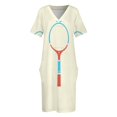 thumbnail image 3 of Vestido vintage retro de raqueta de tenis de madera para mujer, ropa holgada con bolsillos, vestidos de verano, falda S, 3 of 6