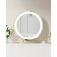 thumbnail image 3 of GAOMON 19" Round Makeup Mirror with Freestanding Table Mount, Dimmable LED Lights, Gold, 3 of 10