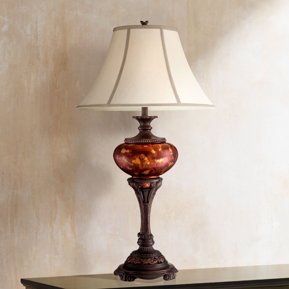 Barnes and Ivy Traditional Table Lamp Florentine Bronze Metal Urn