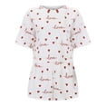 thumbnail image 4 of Summer Pjs for Women Set Cozy Pajamas Two Piece Set Short Sleeve Top and Pant Bow Heart Print Loungewear Sleepwear Red, 4 of 6
