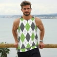 thumbnail image 6 of Fotbe Light green and black argyle Pattern Men's Quick Dry Workout Tank Top Gym Muscle Tee Fitness Bodybuilding Sleeveless T Shirt Breathable Workout Shirt-4X-Large, 6 of 7