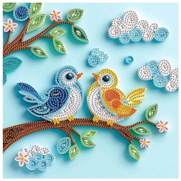 5D DIY Diamond Painting Kit Chirping Birds Special Shape Creative Diamond Craft Suitable for Home and Office Decor, Festive Gifts