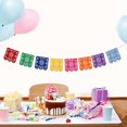 thumbnail image 4 of KAKOWELY 2 juegos de banderines cuadrados coloridos con huecos, banderines con temática de piñata, banderines de papel colgantes, decoración para fiestas, suministros, 4 of 5