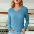 thumbnail image 7 of Hvot&aat Womens Solid Color Knitting Sweater Long Sleeve V Neck Classic Pullover Soft Lightweight Tops, 7 of 7