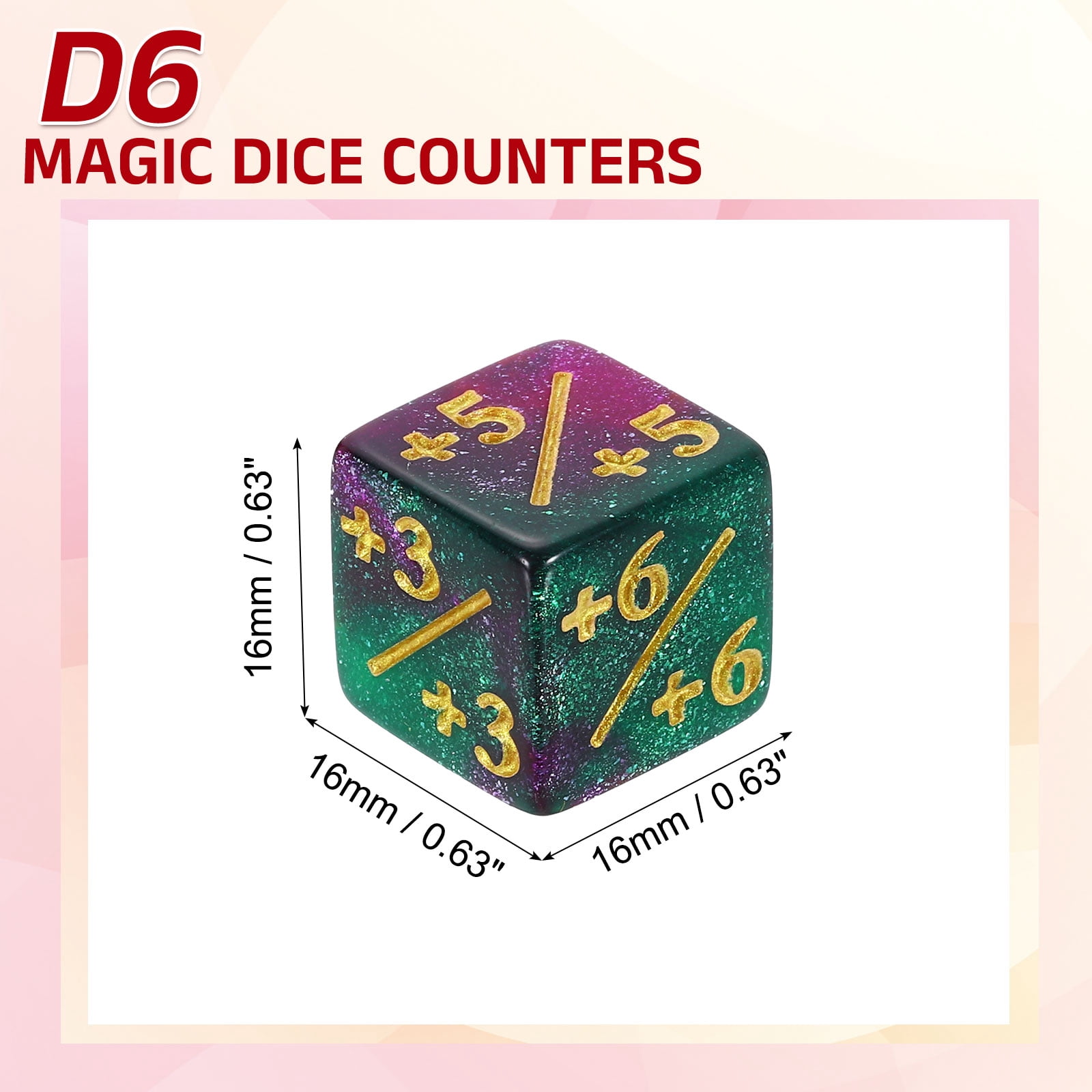 48Pack Magic Dice Counters, Acrylic D6 Life Counter Token Dice Set Green & Purple