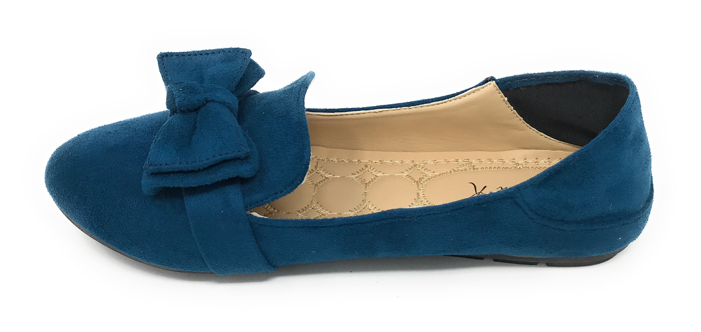 Victoria K Women's Foldover Sueded Double Bow Ballerina Flats
