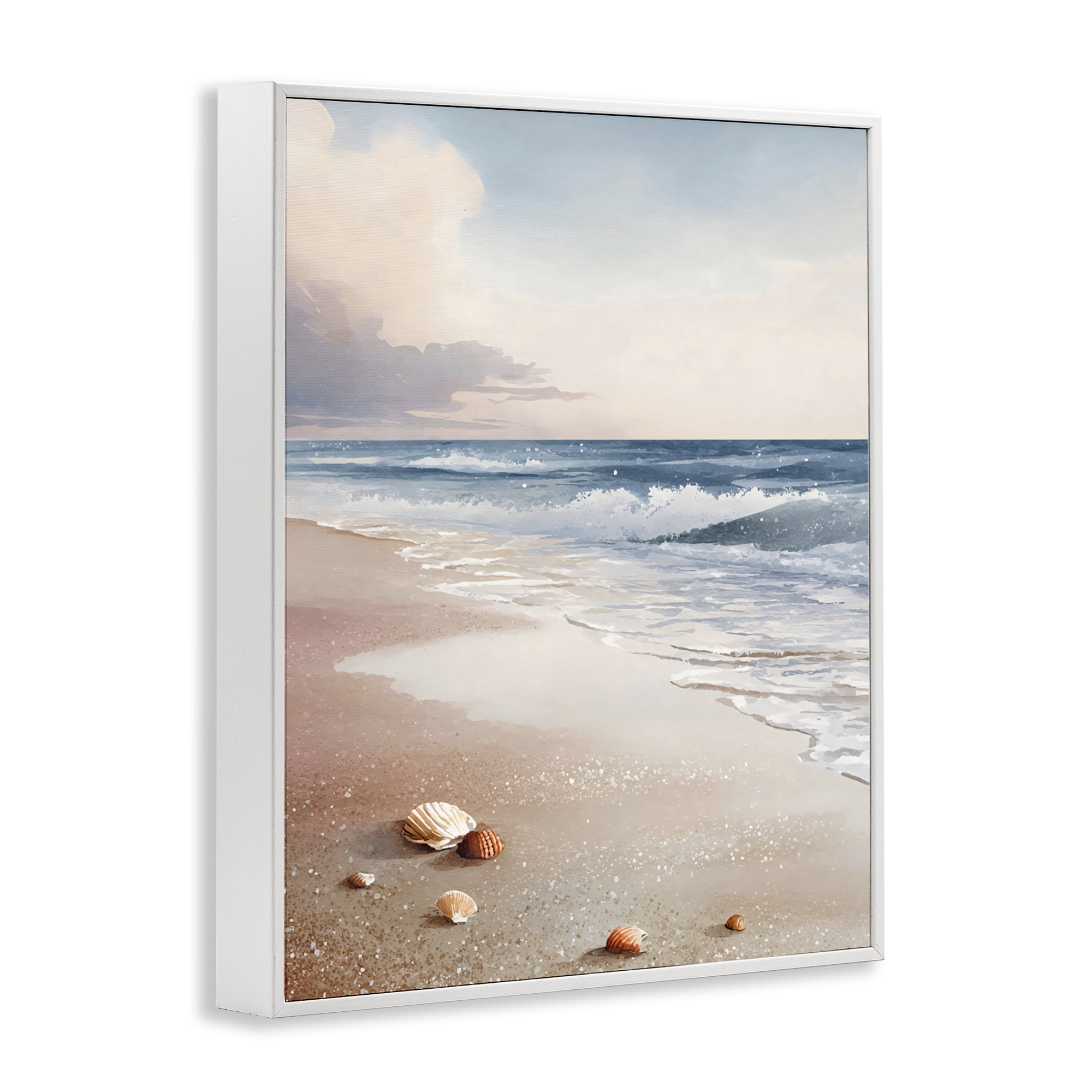 Stupell Industries Washed Up Seashells White Framed Giclee Art, design by Franklyn Gregory