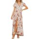 thumbnail image 1 of Vestido largo de fiesta en la playa con abertura y manga corta con cuello en V y estampado floral bohemio para mujer Ormromra  WMZY-781-5, 1 of 8