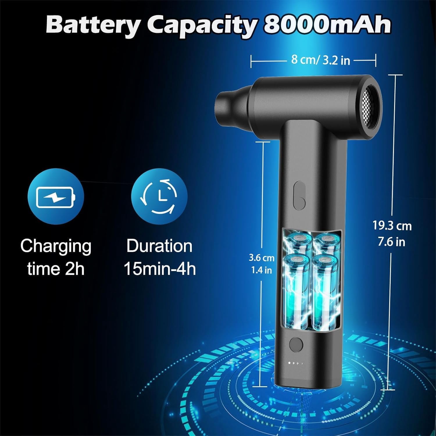Ddluck Compressed Air Duster True 130000RPM Full Metal 8000mAh