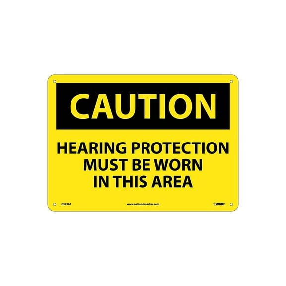 National Marker Caution Signs; Hearing Protection Must Be Worn In This Area 10X14 .040 Aluminum