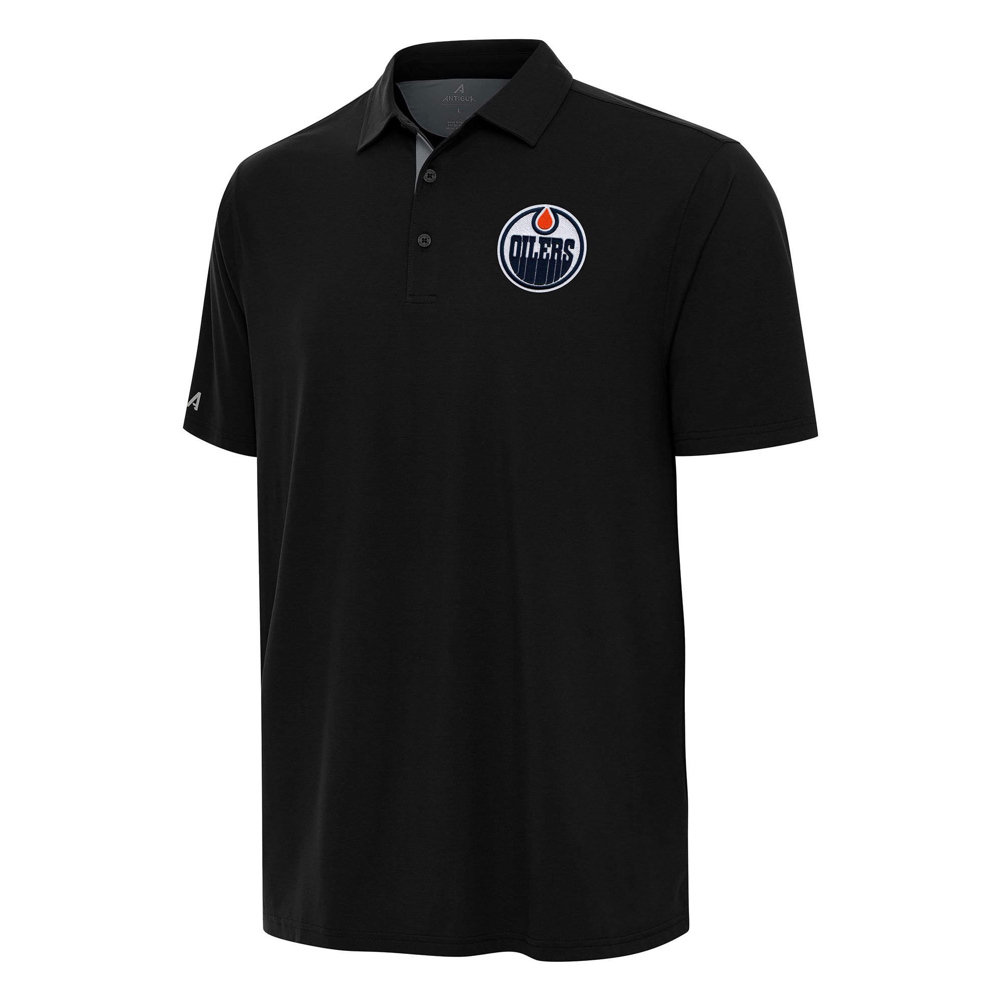 Men's Antigua Black Edmonton Oilers Era Polo