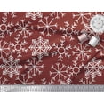 thumbnail image 2 of Soimoi Red Poly Georgette Fabric Snow Flakes Floral Printed Fabric 1 Yard 42 Inch Wide, 2 of 5