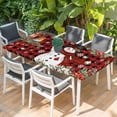 thumbnail image 2 of Christmas Plaid Table Cloths for 5 Foot Rectangle Tables, Red Snowman Xmas Tree Snowflake Buffalo Patio Waterproof Elastic Fitted Tablecloths, Washable Rectangular Table Cover for Camping, 2 of 8