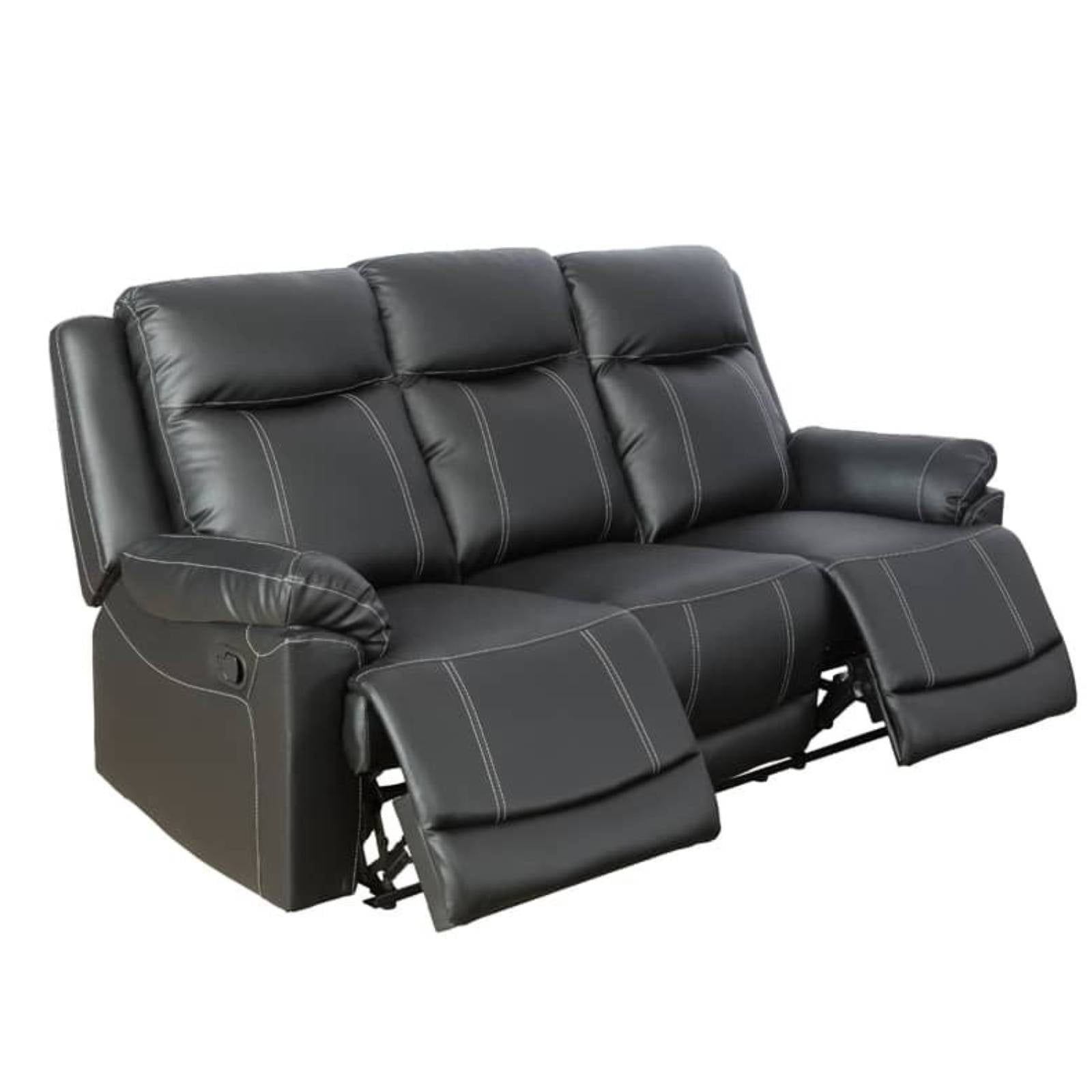 Modern Leather Reclining Sofa Chairs,3 Seater Lazy Boy Sofa Chair Manual Nursery Recliner ,Black