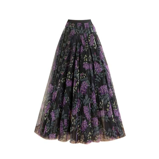 Aayomet Plus Size Skirts for Women Elastic High Waist Pattern Three Layer Mesh Large Swing Skirt (D, L)