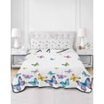 thumbnail image 2 of Twin XL Quilt Bedding Set, Vintage Colorful Butterfly Reversible Summer Quilt 3 Pieces, Watercolor Butterflies Farmhouse Lightweight Bedspreads Coverlets with 2 Pillow Shams for All Seasons, 2 of 5