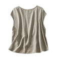 thumbnail image 4 of aidice Cotton Linen Tank Tops for Women Sleeveless Flowy Crew Neck Tanks Summer Lounge Homewear Top, 4 of 4