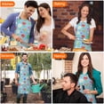 thumbnail image 4 of Pioneer Flower Floral Print Pattern Apron for Women and Men, Cotton Linen Waterproof with Pockets, Adjustable, 33x27 Inch for Kitchen, Gardening, BBQ, Salon, 4 of 6