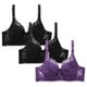 thumbnail image 1 of Puntoco Sujetadores cómodos para mujer, 3 piezas, ropa interior con hebillas delanteras y estampado de leopardo, sin cierre de acero, 1 of 2