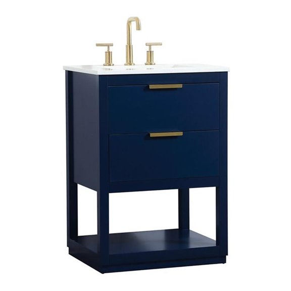 24 inch single bathroom vanity in blue