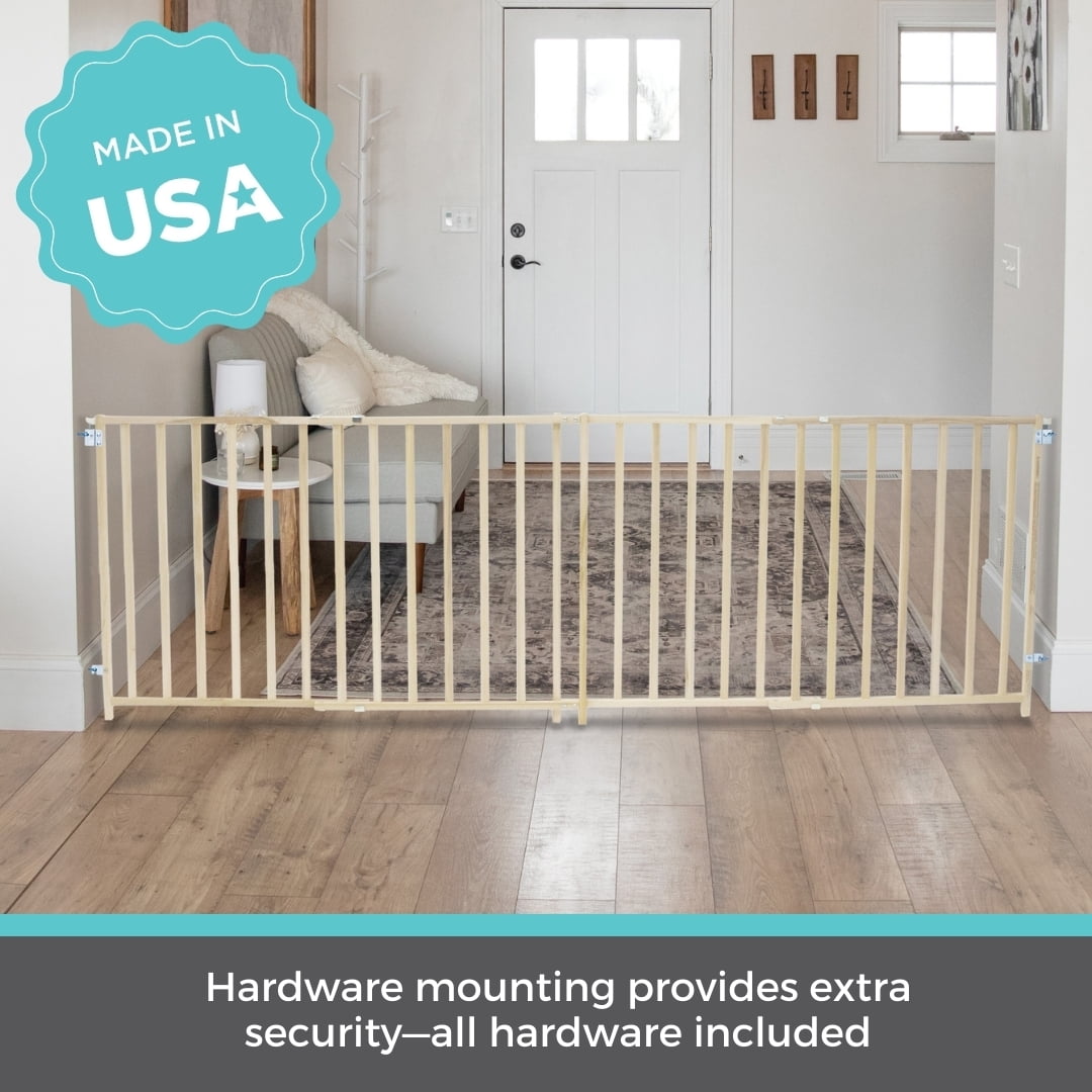 Toddleroo by North States 60"-103" Extra-Wide Swing Baby Safety Gate, Natural Wood