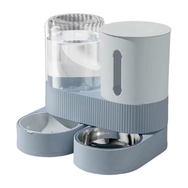 Comedero automático giratorio para mascotas, cuenco portátil extraíble y práctico para gatos, cuenco de alimentación para conejos y animales pequeños. Azul